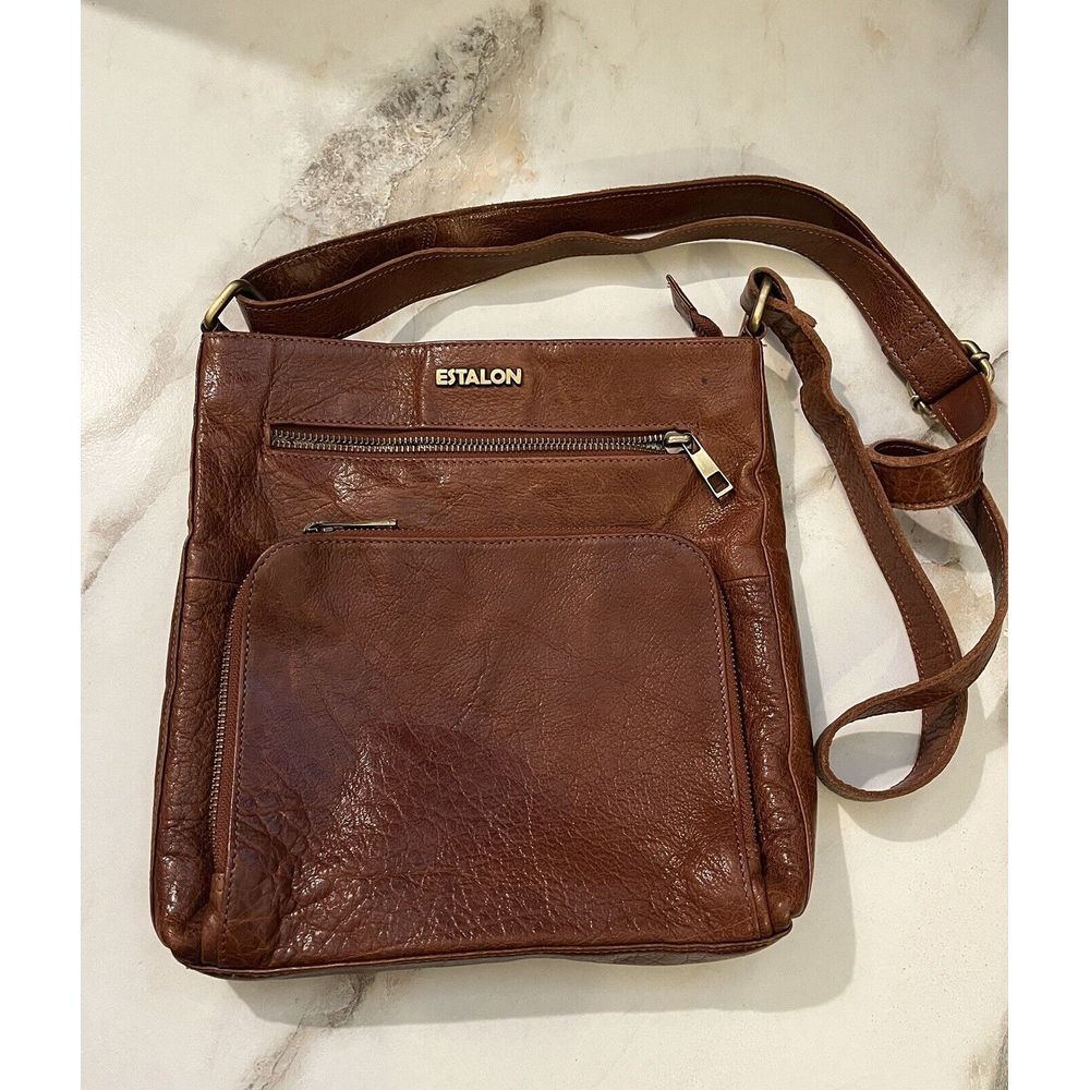 Estalon brown Leather Crossbody With Floral Interiorโ